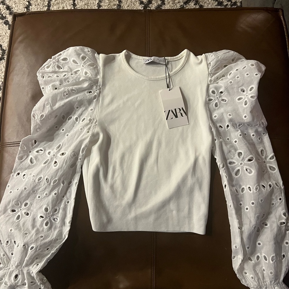 Zara princess sleeve top. Size large. Never worn. New with tags. L